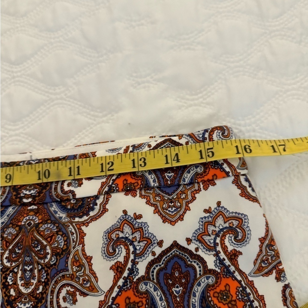 J. Crew Ivory, Purple & orange paisley skirt with stretch Sz-8 - Picture 4 of 6